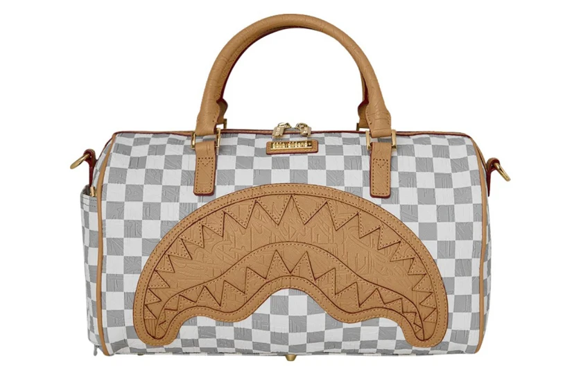 Sprayground Embossed Check Cream Mini Τσάντα Ώμου - Χειρός Γκρι, Λευκή, Μπεζ