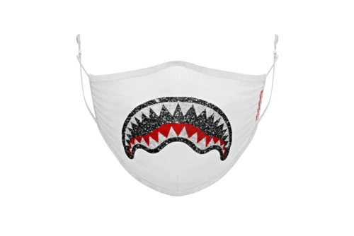 Sprayground White Trinity Crystal Shark Face Mask (910Z362NSZ)