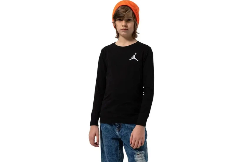 Jordan Air Embroidered Παιδική Μακρυμάνικη Μπλούζα με Λαιμόκοψη Μαύρη