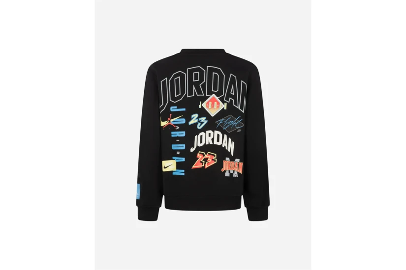 Jordan Dynasty Fleece Παιδική Μακρυμάνικη Μπλούζα με Λαιμόκοψη Μαύρη