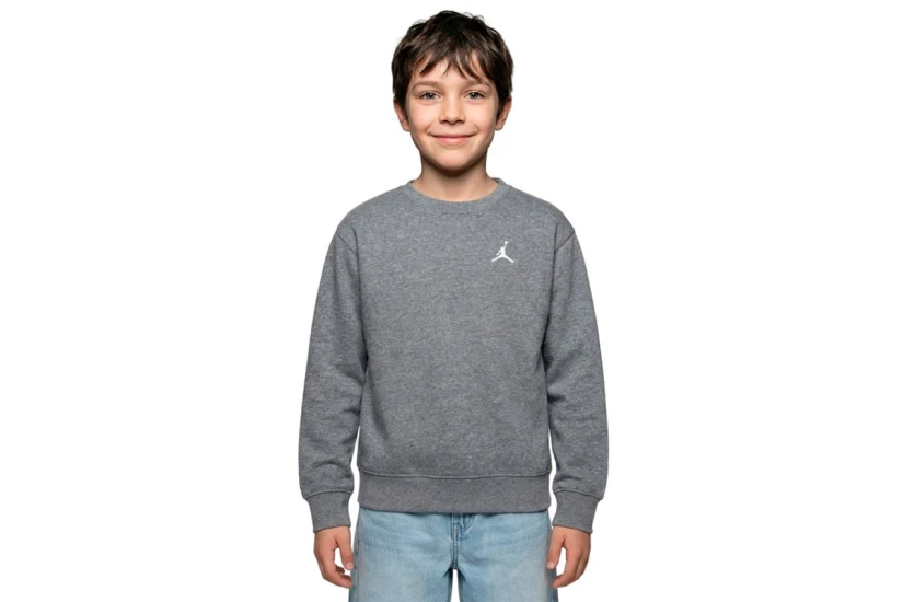 Jordan Brooklyn Fleece Essentials Παιδική Μακρυμάνική Μπλούζα με Λαιμόκοψη Γκρι