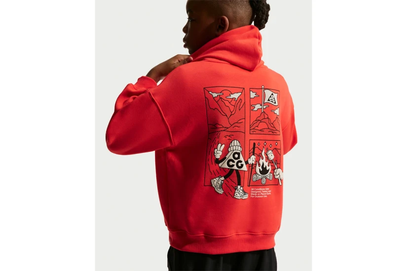 Nike Acg Chippie Παιδικό Φούτερ με Κουκούλα Κόκκινο, Μαύρο, Λευκό