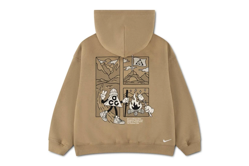 Nike Acg Chippie Παιδικό Φούτερ με Κουκούλα Μπεζ, Μαύρο, Λευκό