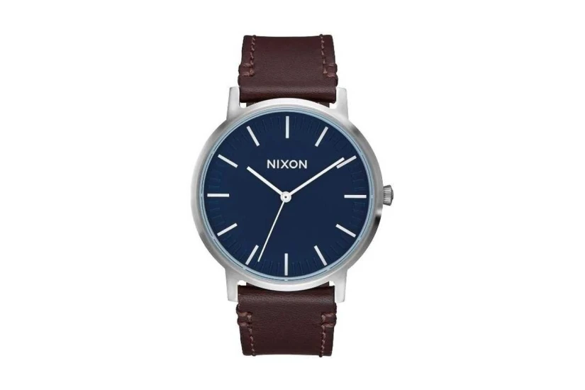 Nixon Porter Leather Ρολόι Καφέ, Μπλε