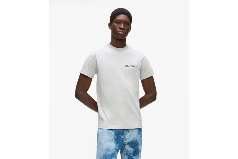 Karl Lagerfeld Ανδρικό Κοντομάνικο T-Shirt Γκρι Ανοιχτό