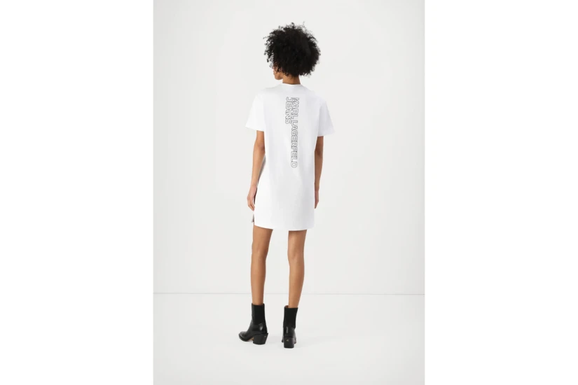 Karl Lagerfeld Logo Tee Γυναικείο Κοντομάνικο Φόρεμα Mini Λευκό