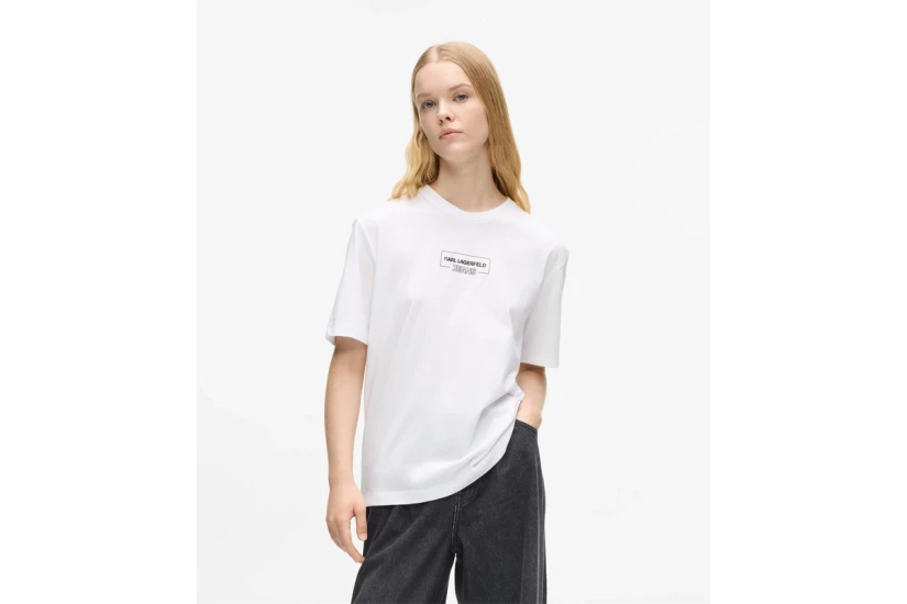 Karl Lagerfeld Outline Logo Γυναικείο Κοντομάνικο T-Shirt Λευκό