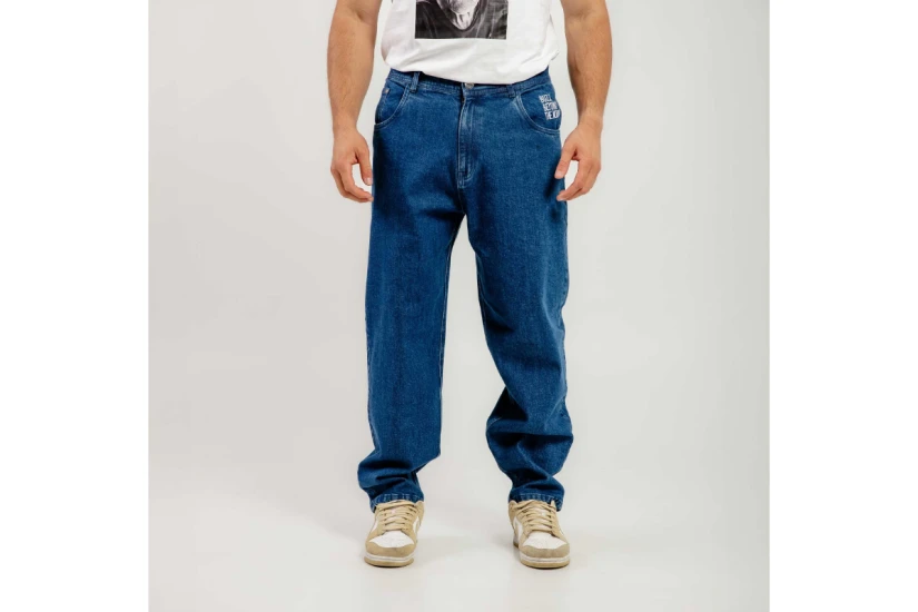 Bee Unusual Relaxed Washed Ανδρικό Παντελόνι Τζιν Μπλε Σκούρο