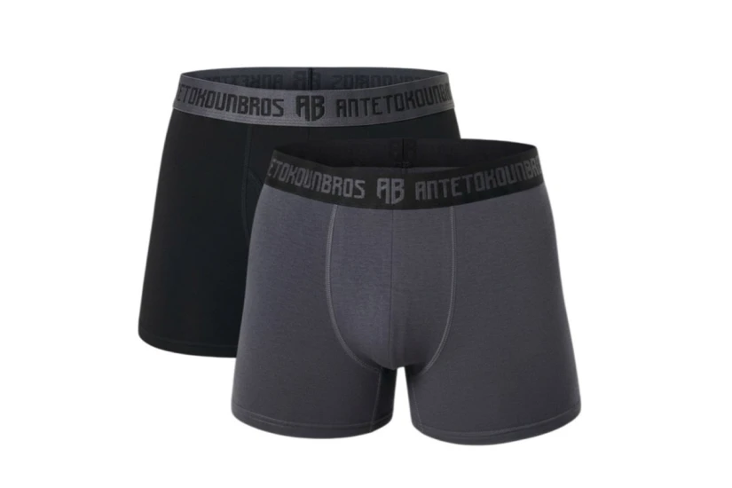 AntetokounBros Ανδρικά Εσώρουχα Boxer Μαύρα, Γκρι 2 Τεμάχια