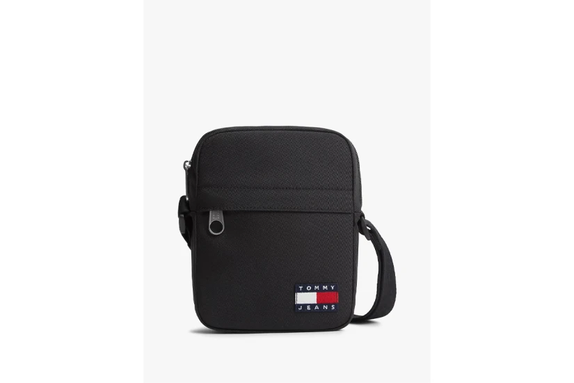 Tommy Jeans Essential Repeat Logo Ανδρικό Τσαντάκι Χιαστί - Ώμου Μαύρο 1,5L