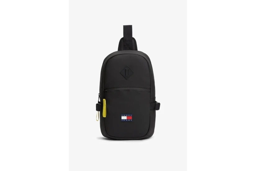 Tommy Jeans Rubberised Logo Sling Τσαντάκι Ανδρικό Χιαστί - Ώμου Μαύρο 8L