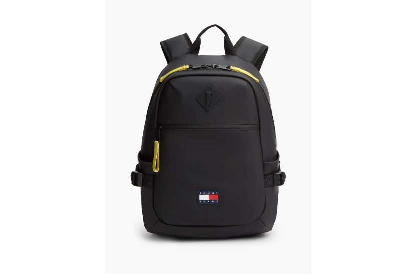 Tommy Jeans Rubberised Logo Double Zip Backpack Μαύρο 20L