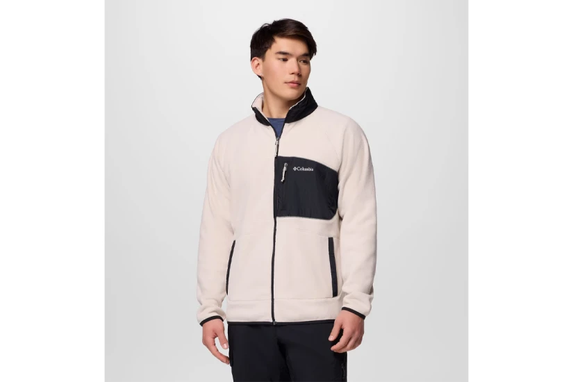Columbia Fast Trek Overlay Ανδρική Ζακέτα Fleece Εκρού, Μαύρη