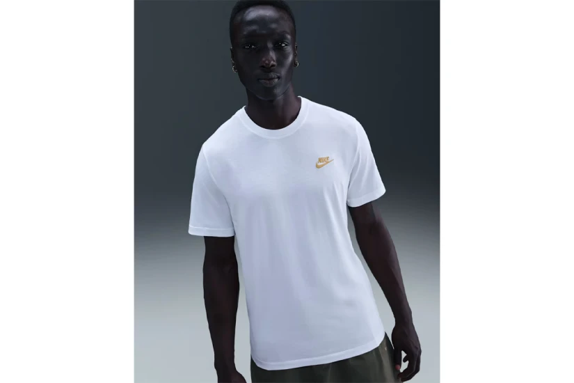 Nike Sportswear Club Ανδρικό Κοντομάνικο T-Shirt Λευκό, Χρυσό