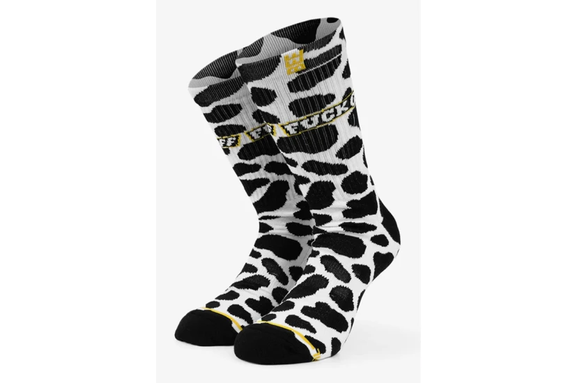 Bee Unusual Fck Off Limited Edition Κάλτσες μέχρι τη Γάμπα Λευκές, Μαύρες, Κίτρινες 1 Ζευγάρι