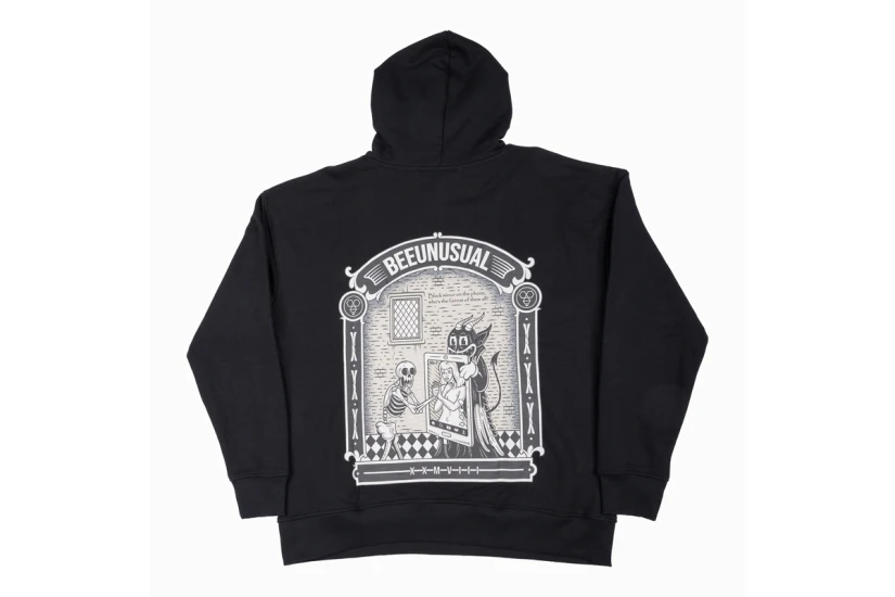 Bee Unusual Vanity Ανδρικό Φούτερ με Κουκούλα Μαύρο