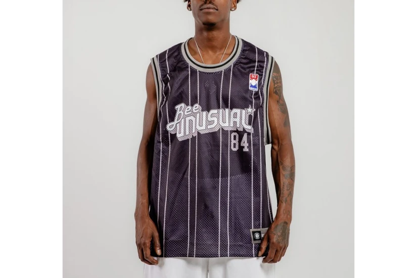 Bee Unusual Basketball Retro Ανδρική Αμάνικη Μπλούζα Μαύρη, Γκρι, Λευκή