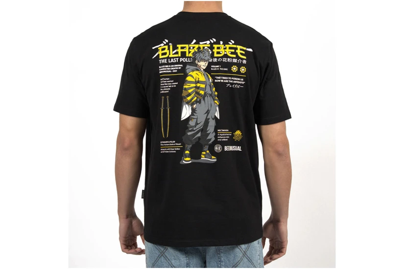 Bee Unusual Blaze Bee Relaxed Ανδρικό Κοντομάνικο T-Shirt Μαύρο, Γκρι Σκούρο, Κίτρινο, Λευκό