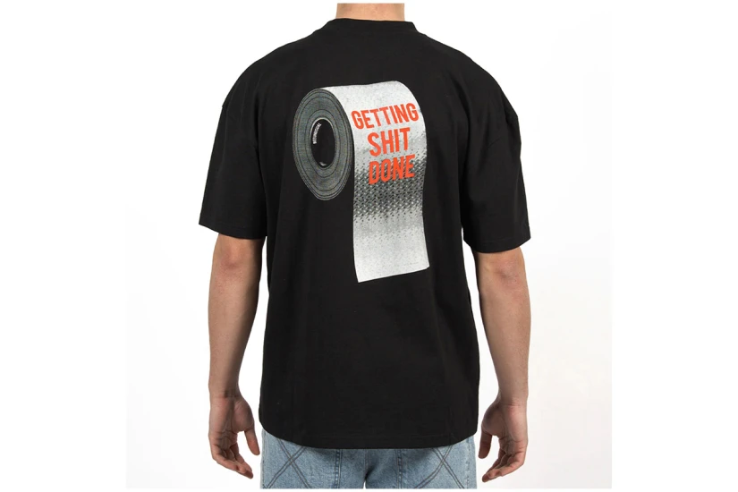 Bee Unusual Getting Shit Done Oversized Ανδρικό Κοντομάνικο T-Shirt Μαύρο