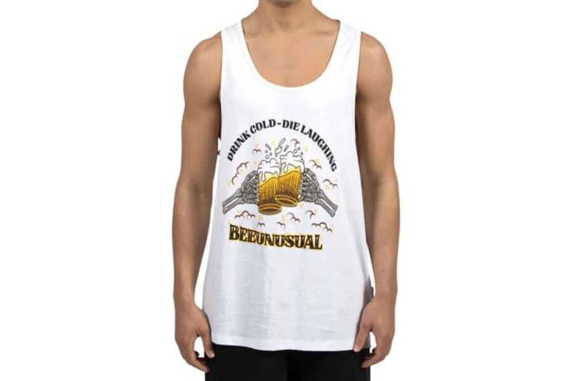 Bee Unusual Drink Cold-Die Laughing Ανδρική Αμάνικη Μπλούζα Λευκή