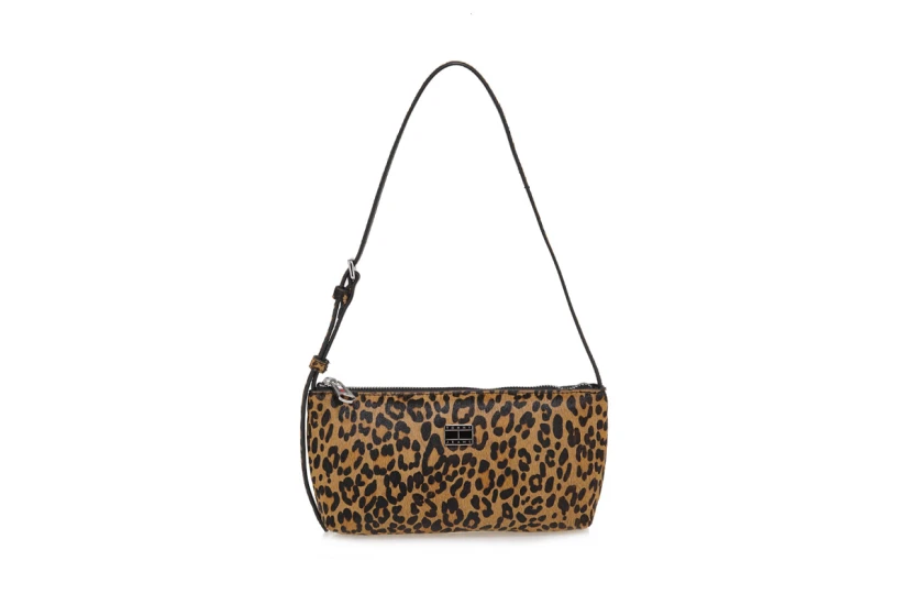 Tommy Jeans Must Leopard Γυναικεία Τσάντα Ώμου - Χειρός Ταμπά, Καφέ