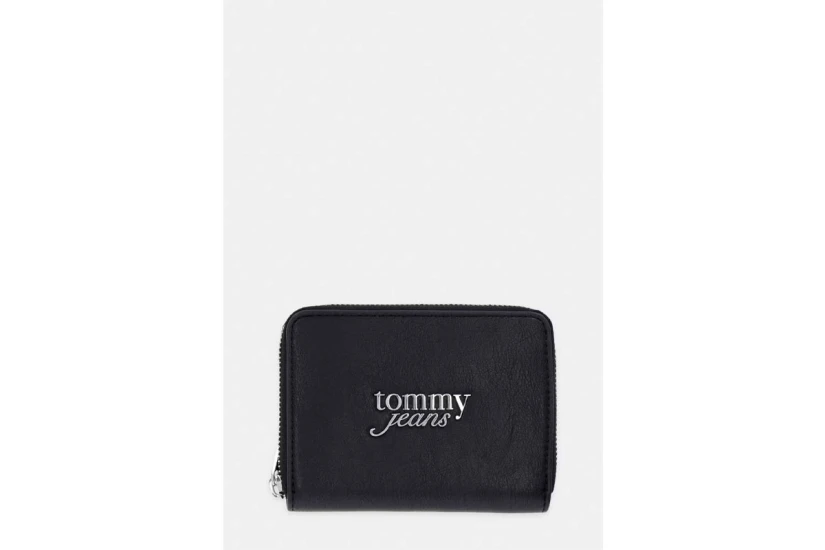 Tommy Jeans Bold Γυναικείο Πορτοφόλι Μαύρο, Ασημί