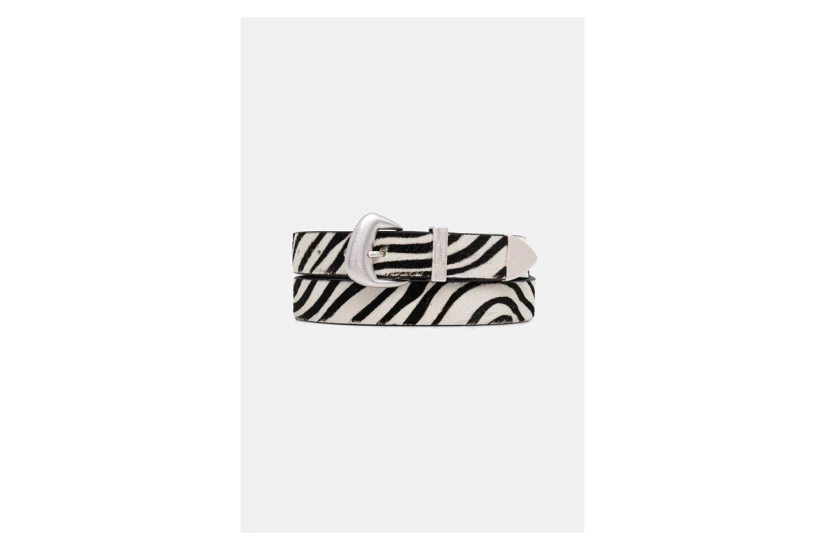 Tommy Jeans Zebra Print Abstract Buckle Γυναικεία Δερμάτινη Casual Ζώνη Λευκή, Μαύρη