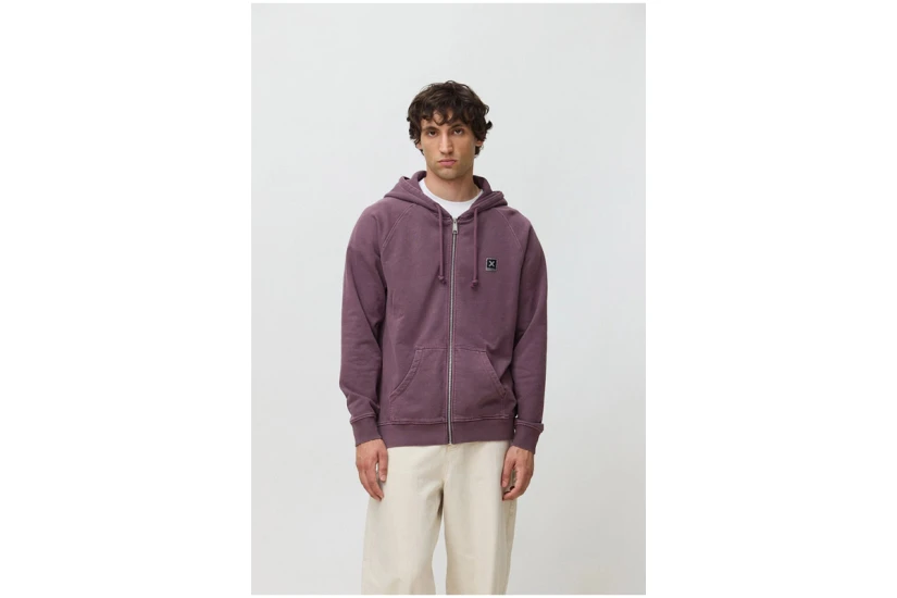 Blue Banana Iconic Washed-Effect Ανδρική Βαμβακερή Ζακέτα με Κουκούλα Μπορντό