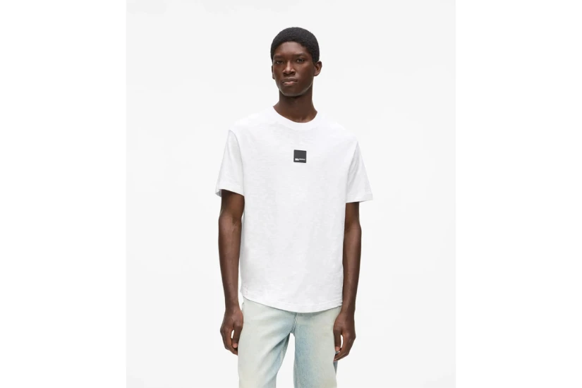 Karl Lagerfeld Curved Hem Ανδρικό Κοντομάνικο T-Shirt Λευκό