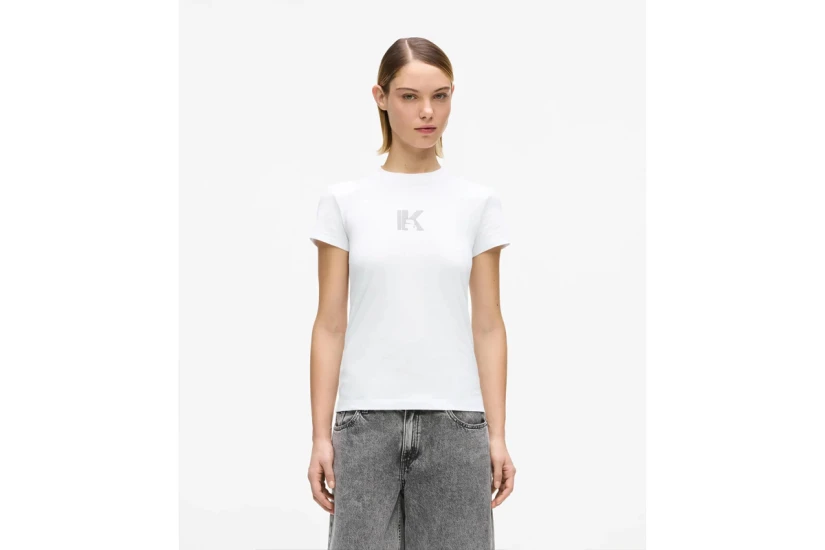 Karl Lagerfeld Slim K logo Γυναικείο Κοντομάνικο T-Shirt Λευκό