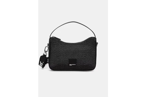 Karl Lagerfeld Logo Woven Raffia Mini Hobo Τσάντα Ώμου-Χειρός (B2W30115 999)