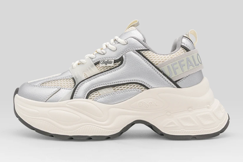 Buffalo Yuno One Sneakers Λευκά, Ασημί, Μαύρα