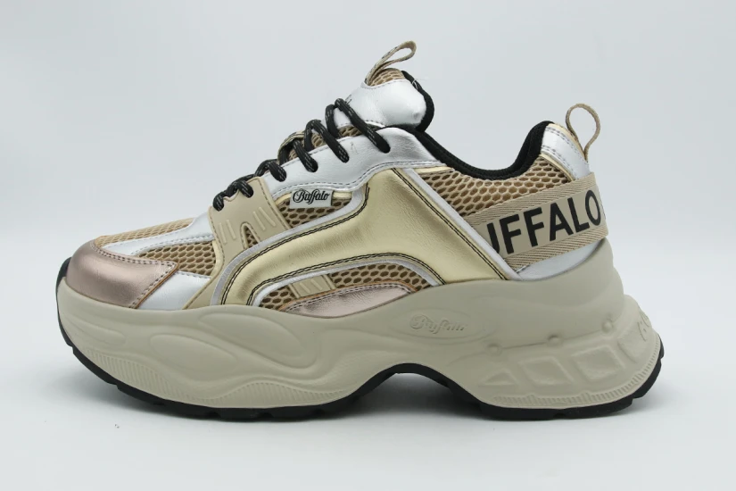 Buffalo Yuno One Γυναικεία Sneakers Μπεζ, Χρυσά, Ασημί, Μπρονζέ