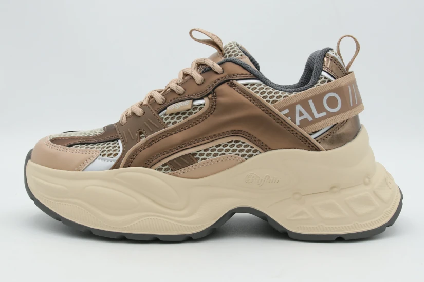 Buffalo Yuno Γυναικεία Sneakers Μπρονζέ, Μπεζ, Εκρού