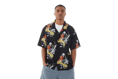 Huf Skidrokyo S-S Resort Top Πουκάμισο Κοντομάνικο Ανδρικό (BU00201 BLACK)