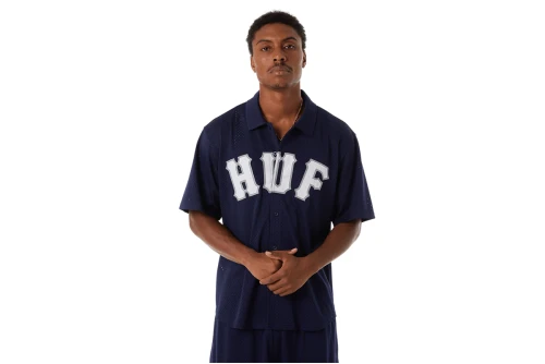 Huf Arch Mesh Button Up Πουκάμισο Κοντομάνικο Ανδρικό (BU00237 NAVY)