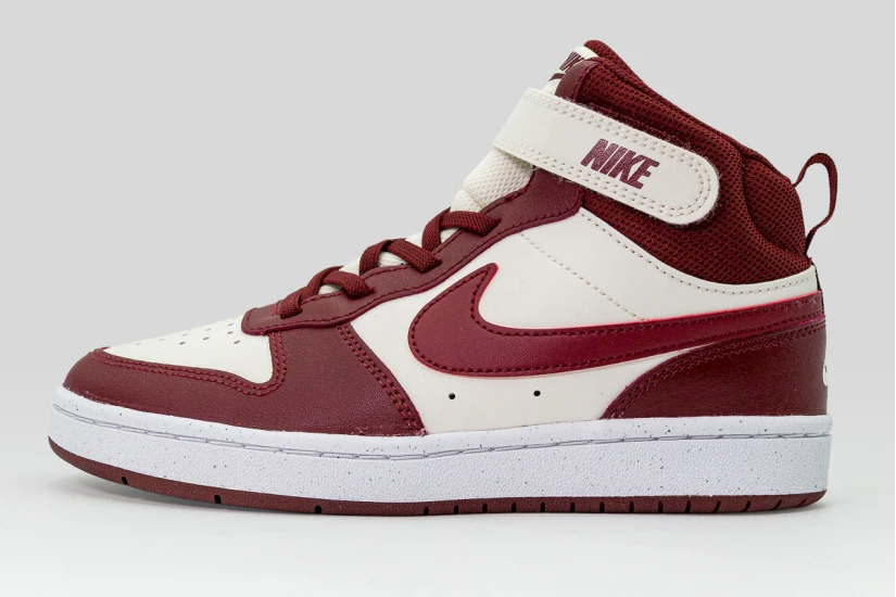 Nike Court Borough Mid 2 Παιδικά Sneakers Μπεζ, Μπορντό, Λευκά