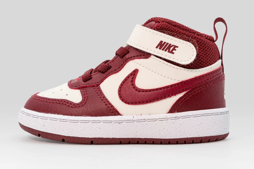 Nike Court Borough Mid 2 Βρεφικά Sneakers Μπορντό, Εκρού, Λευκά