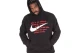 Nike Sportswear Swoosh Ανδρικό Φούτερ με Κουκούλα Μαύρο, Κόκκινο, Λευκό