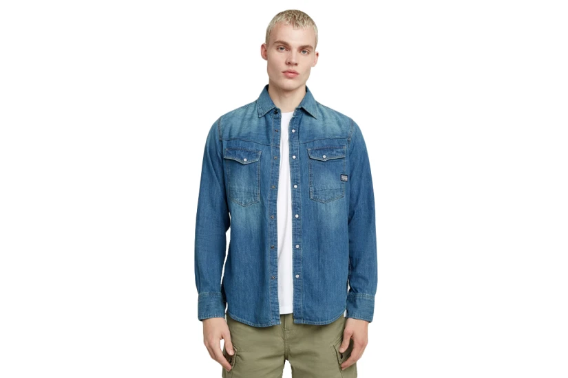 G-Star Slim Denim Ανδρικό Μακρυμάνικο Τζιν Πουκάμισο