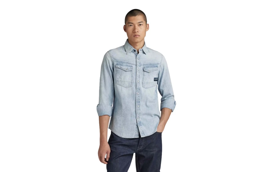 G-Star Slim Denim Ανδρικό Μακρυμάνικο Τζιν Πουκάμισο