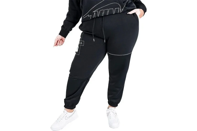 Nike Fashion Γυναικείο Παντελόνι Φόρμας Μαύρο, Ασημί