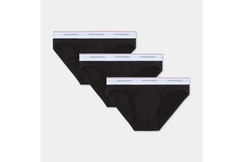 Dsquared2 Basic Cotton Stretch Ανδρικά Εσώρουχα Σλιπ Μαύρα Medium 3 Τεμάχια