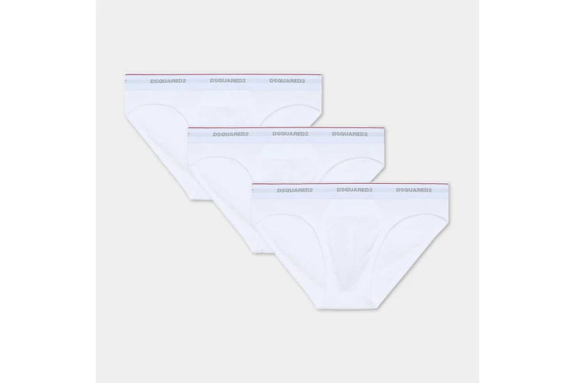 Dsquared2 Basic Cotton Stretch Ανδρικά Εσώρουχα Σλιπ Λευκά Medium 3 Τεμάχια
