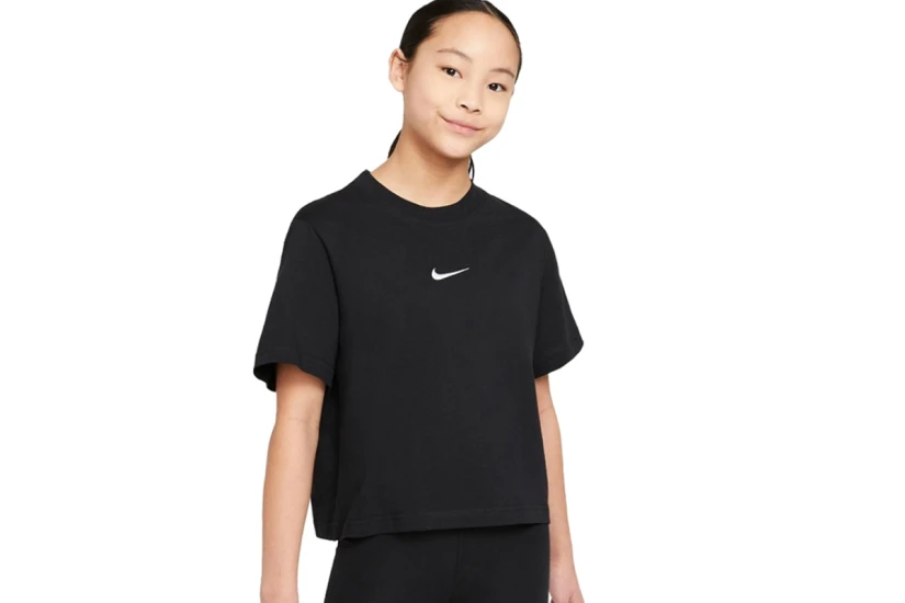 Nike Παιδική Κοντομάνικη Crop Top Μπλούζα Μαύρη