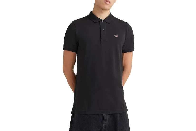 Tommy Jeans Ανδρική Κοντομάνικη Polo Μπλούζα Μαύρη