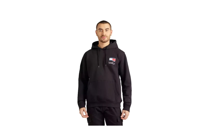 Tommy Jeans Essential Flag Ανδρικό Φούτερ Με Κουκούλα Μαύρο