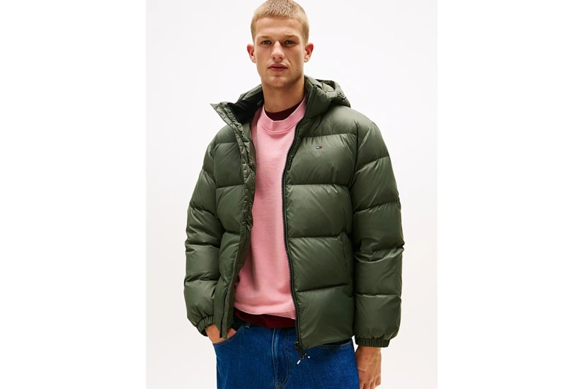 Tommy Jeans Water Repellent Down Hooded Ανδρικό Puffer Μπουφάν με Κουκούλα