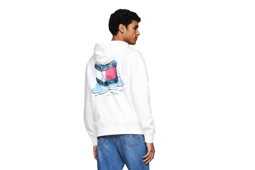 Tommy Jeans Novelty Graphic Ανδρικό Φούτερ Με Κουκούλα Λευκό