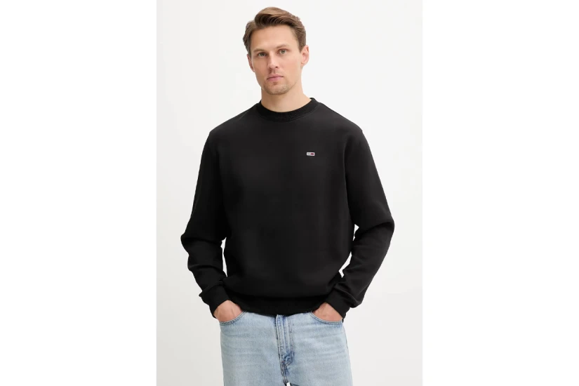 Tommy Jeans Flag Fleece Ανδρικό Κοντομάνικο T-Shirt Μαύρο